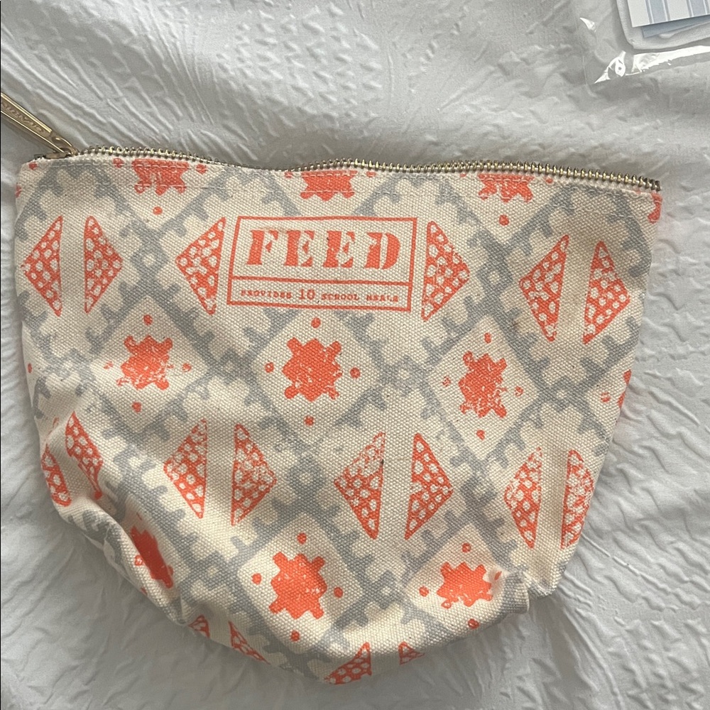 Patterned Pouch - Orange and Gray